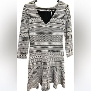 Tracy Reese Black and Cream Geometric Dress